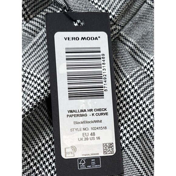 Vero Moda Women's Size 16 Check Paperbag K Curve Pants 36" Waist New with Tags - Picture 9 of 10